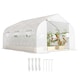 image 1 of Outsunny Walk-In Polytunnel Greenhouse w Roll Up Door Windows, 4.5x3x2 m White