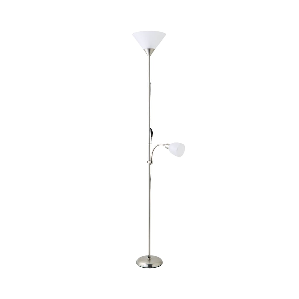 image 1 of ValueLights Mozz Brushed Chrome Mother and Child Floor Lamp | Chrome