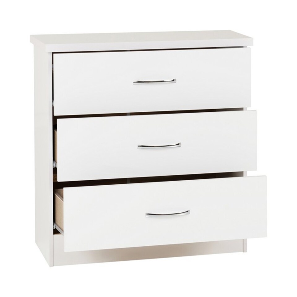 image 1 of Nevada 3 Drawer Chest - L40 x W81 x H70.5 cm - White Gloss