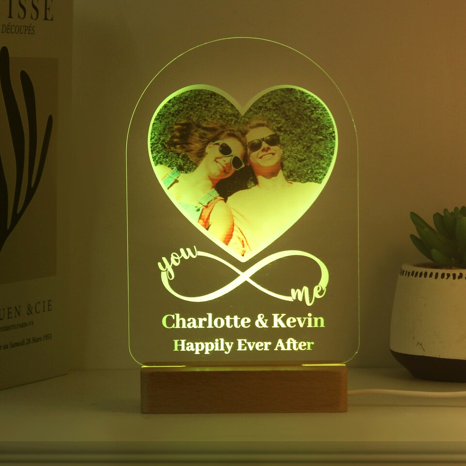 image 1 of Personalised Heart Photo Upload LED Light
