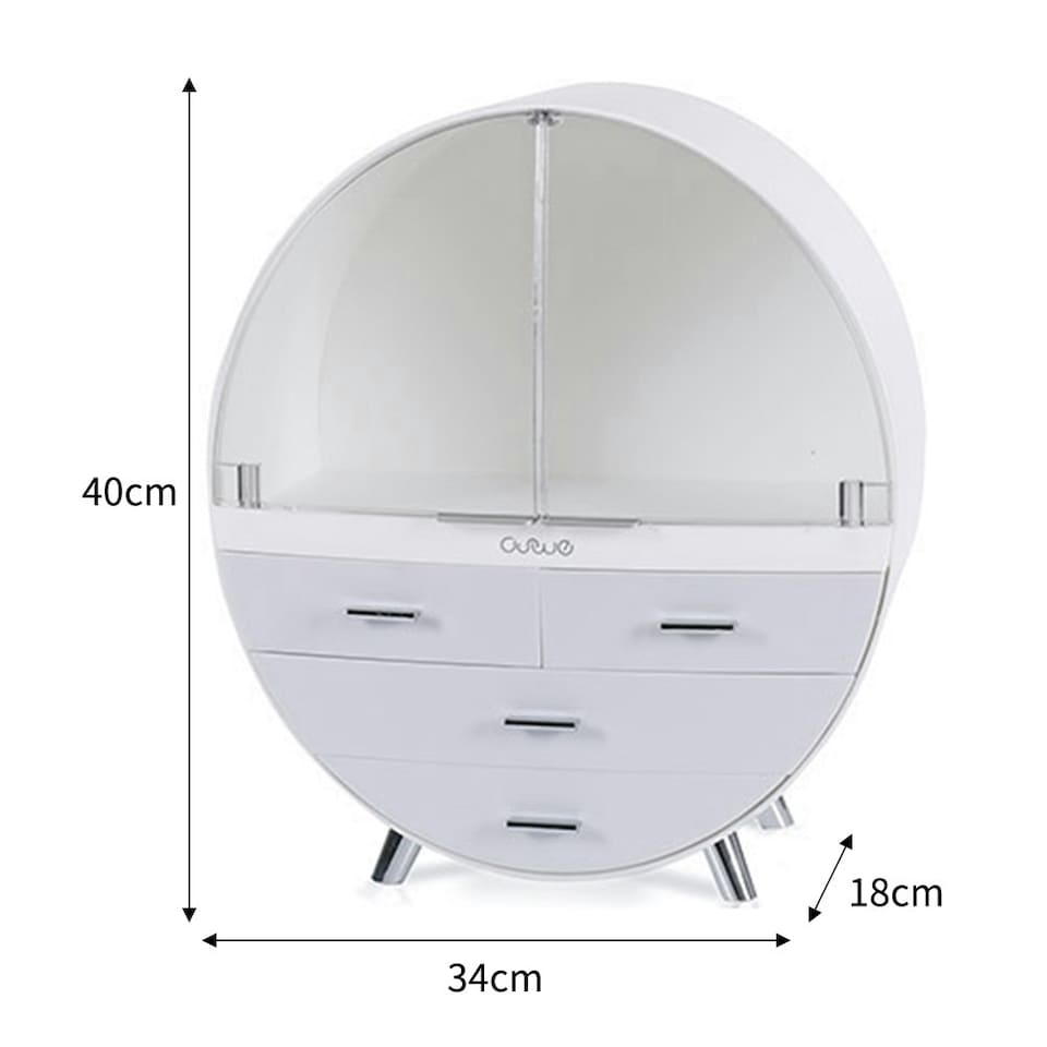 image 1 of Living and Home Dustproof Round Cosmetic Storage Box - Grey