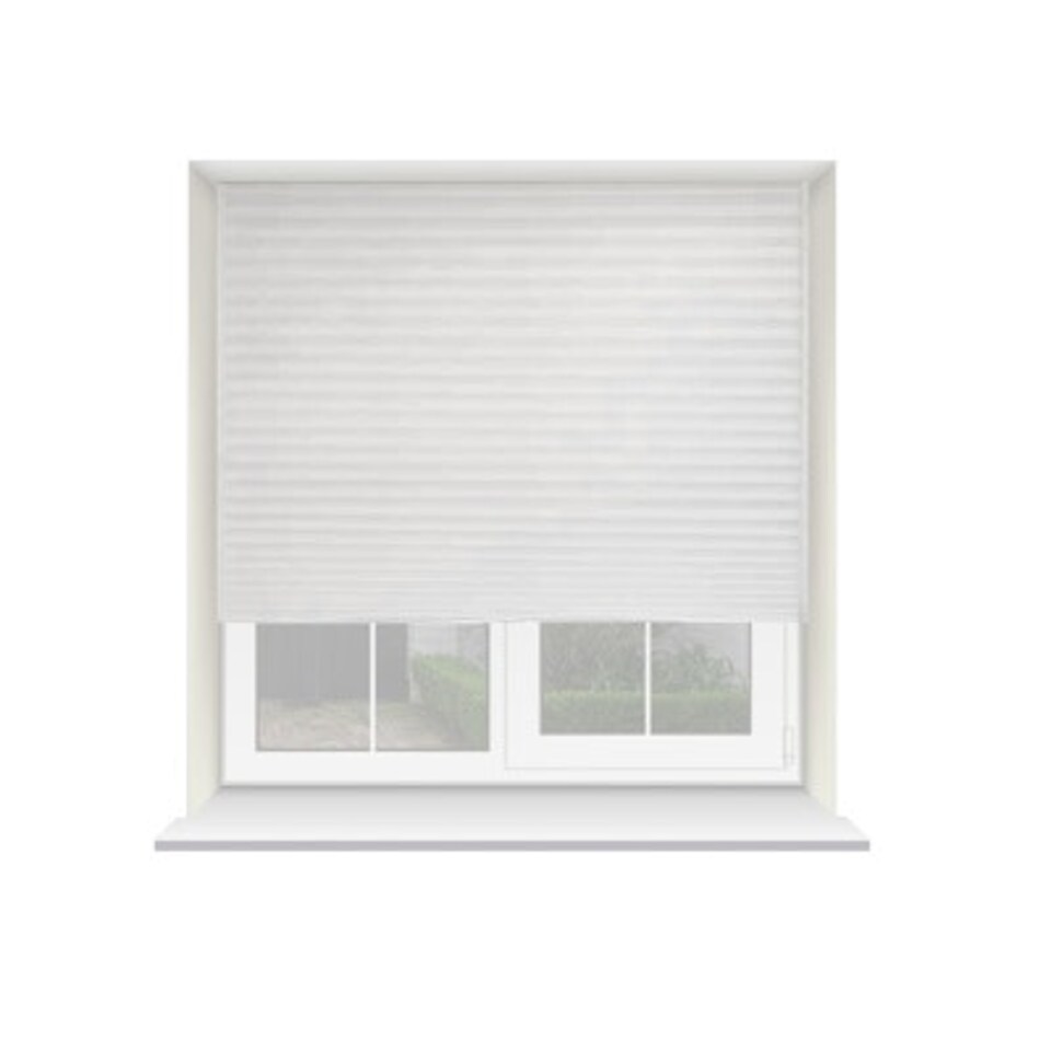 image 1 of 80cm White Temporary Self Adhesive Dimout Pleated Window Blind 200cm Drop