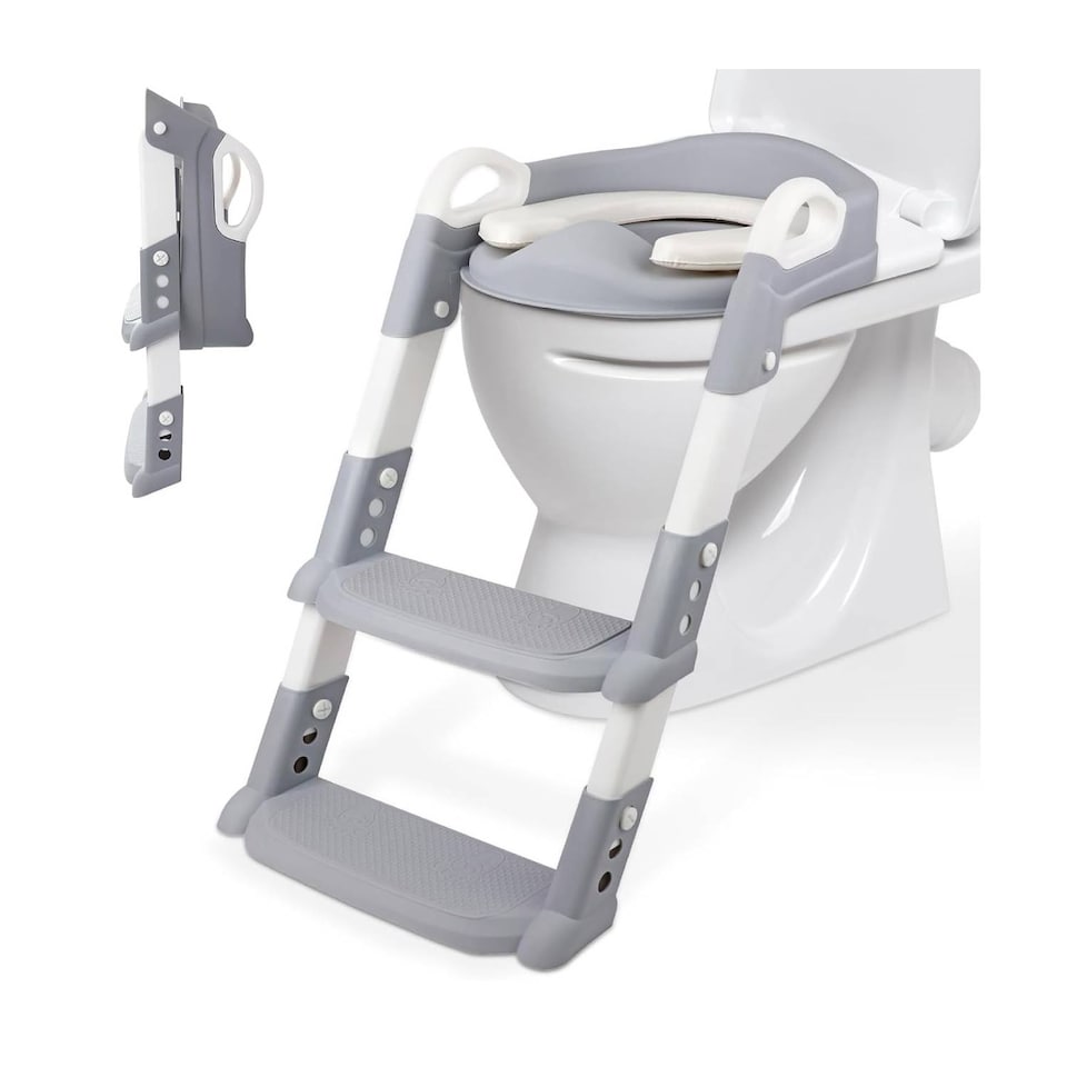 image 1 of Alivio 2-in-1 Kids Potty Training Seat with Adjustable Ladder and Foldable Potty