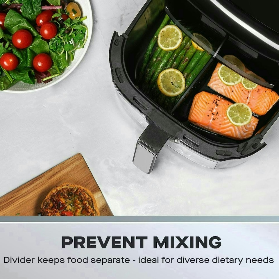 image 1 of Daewoo Family Size 8L Digital Air Fryer w Window & Divider for 2x4L Dual Cooking