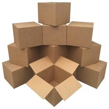 10 x Single Wall 20 x 16 x 16" (508x406x406mm) Strong Cardboard Shipping Boxes For House Moving & Storage Brown
