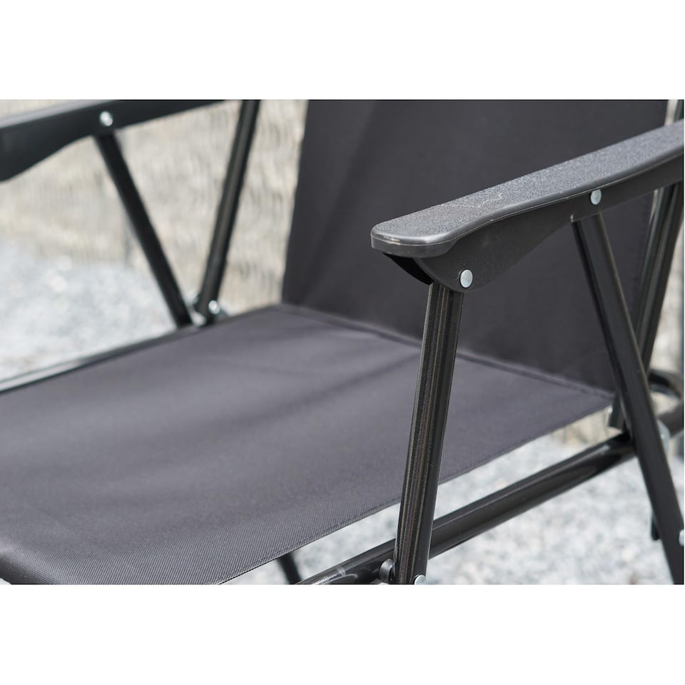 image 1 of Gr8 Garden 2 x Black Folding Chair Garden Deck Patio Camping Beach Fishing Outdoor Seat Set