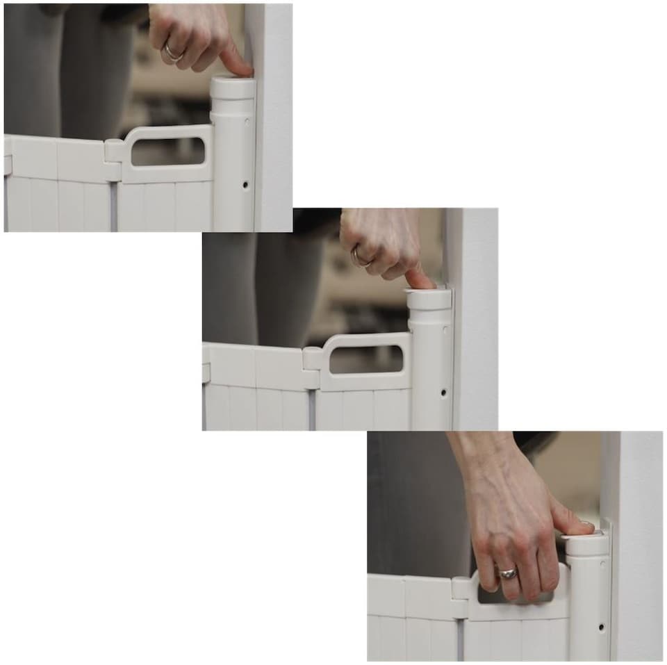 image 1 of Bettacare Automatic Folding Retractable Dog Gate, 55cm - 113.5cm, White, Folding Stair Gate for Pets, Retractable Dog Safety Gate | White