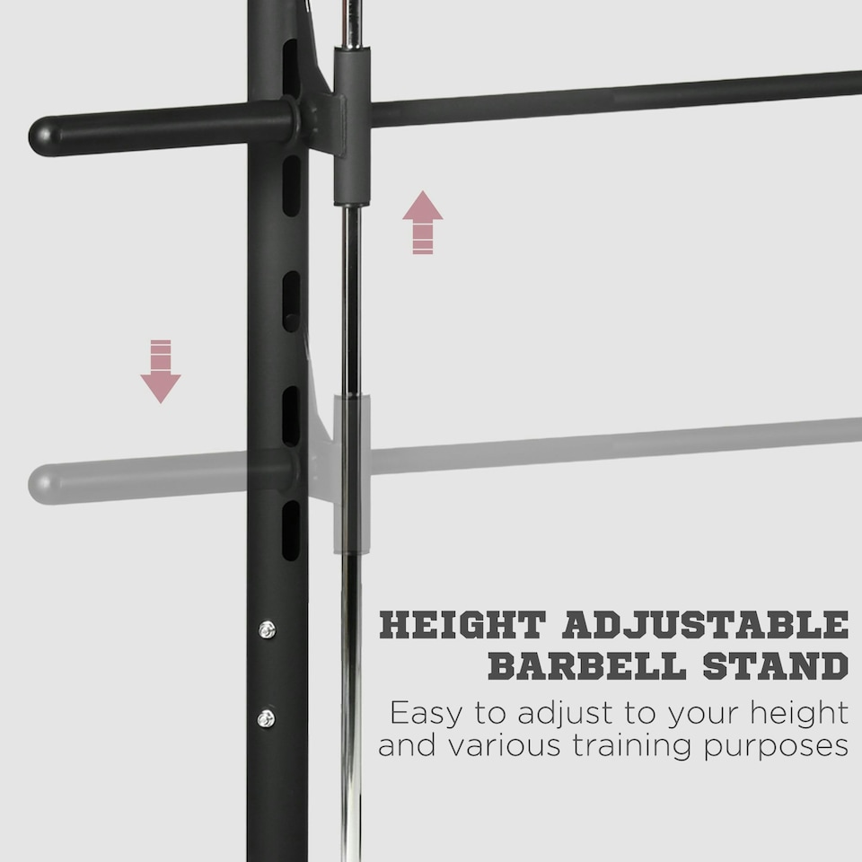 image 1 of HOMCOM Adjustable Squat Rack with Pull Up Bar and Barbell Bar for Home Gym