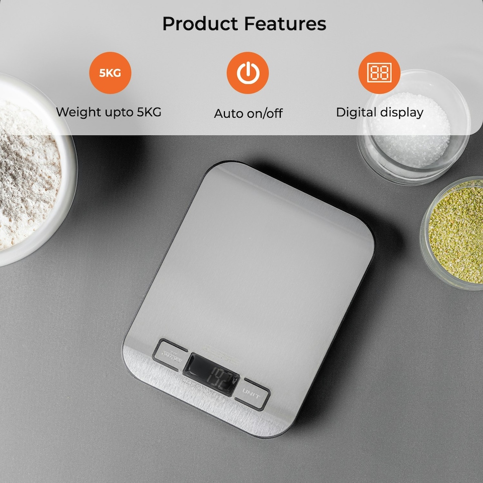image 1 of GEEPAS Digital Kitchen Scale - Silver