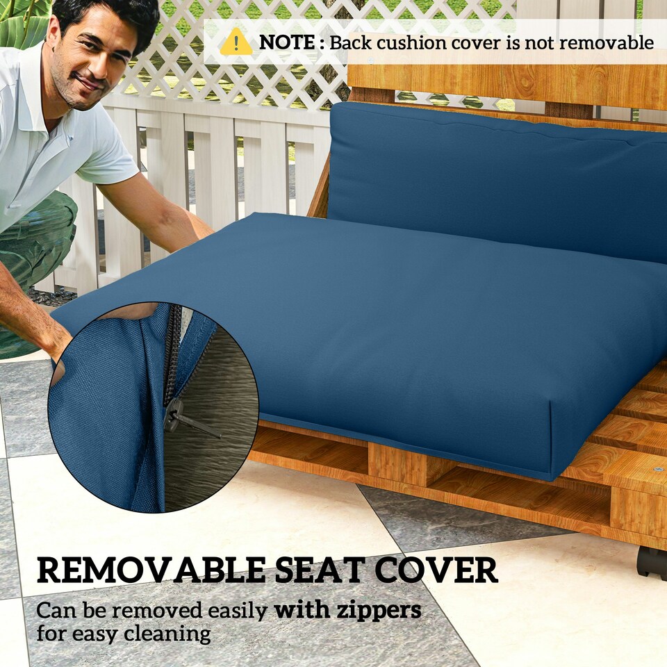 image 1 of Outsunny 2 Seat Pallet Cushions 20cm Thick Outdoor Seat Pads, Charcoal Grey