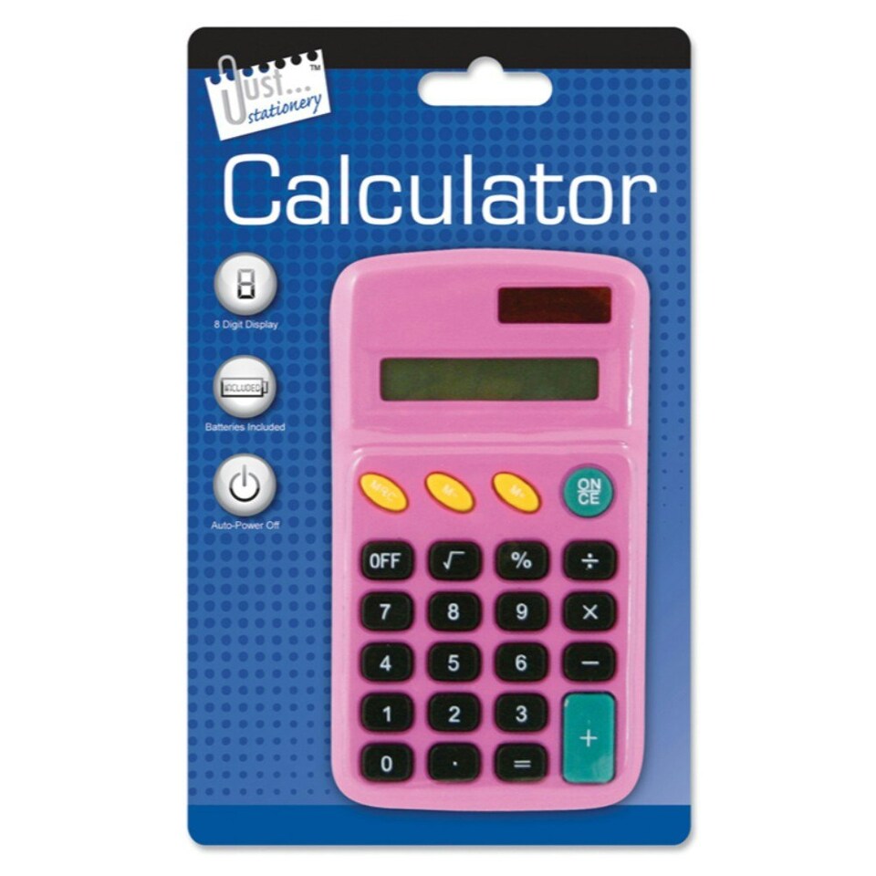 image 1 of Just Stationery Pocket Calculator - Assorted Colours