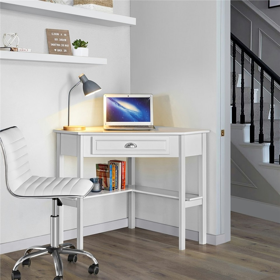 image 1 of Yaheetech Corner Computer Desk White | White