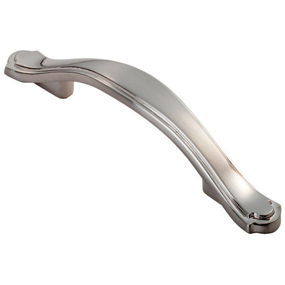 Loops Stepped Edge Cupboard Bow Pull Handle 76mm Fixing Centres Satin Nickel in Metallics