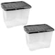 image 2 of 1 x 10L Clear Plastic Curve Storage Container With Black Lid Ideal For Home & Office Organisation Clear