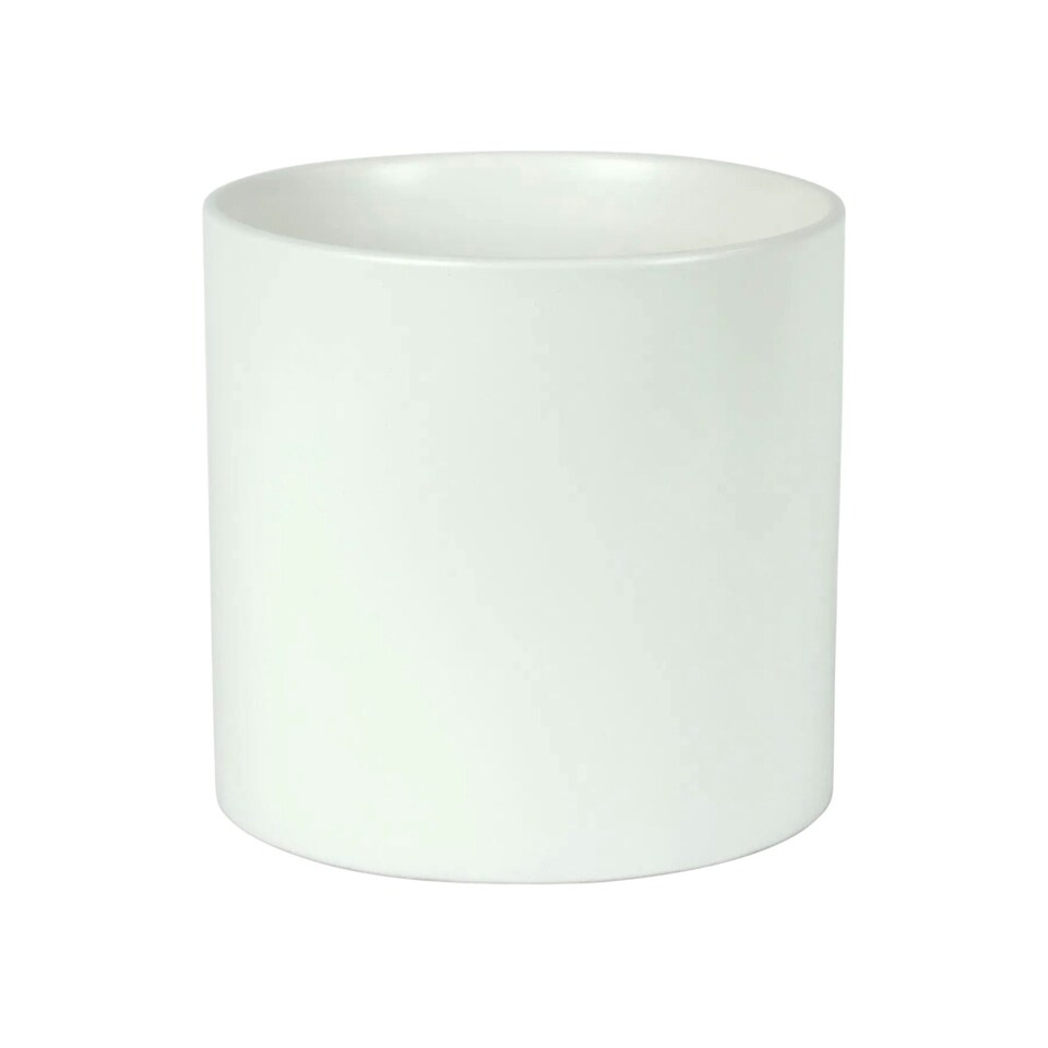 image 1 of Matte White Ceramic Indoor Plant Pot, Cachepot - H15 x W15.5cm White
