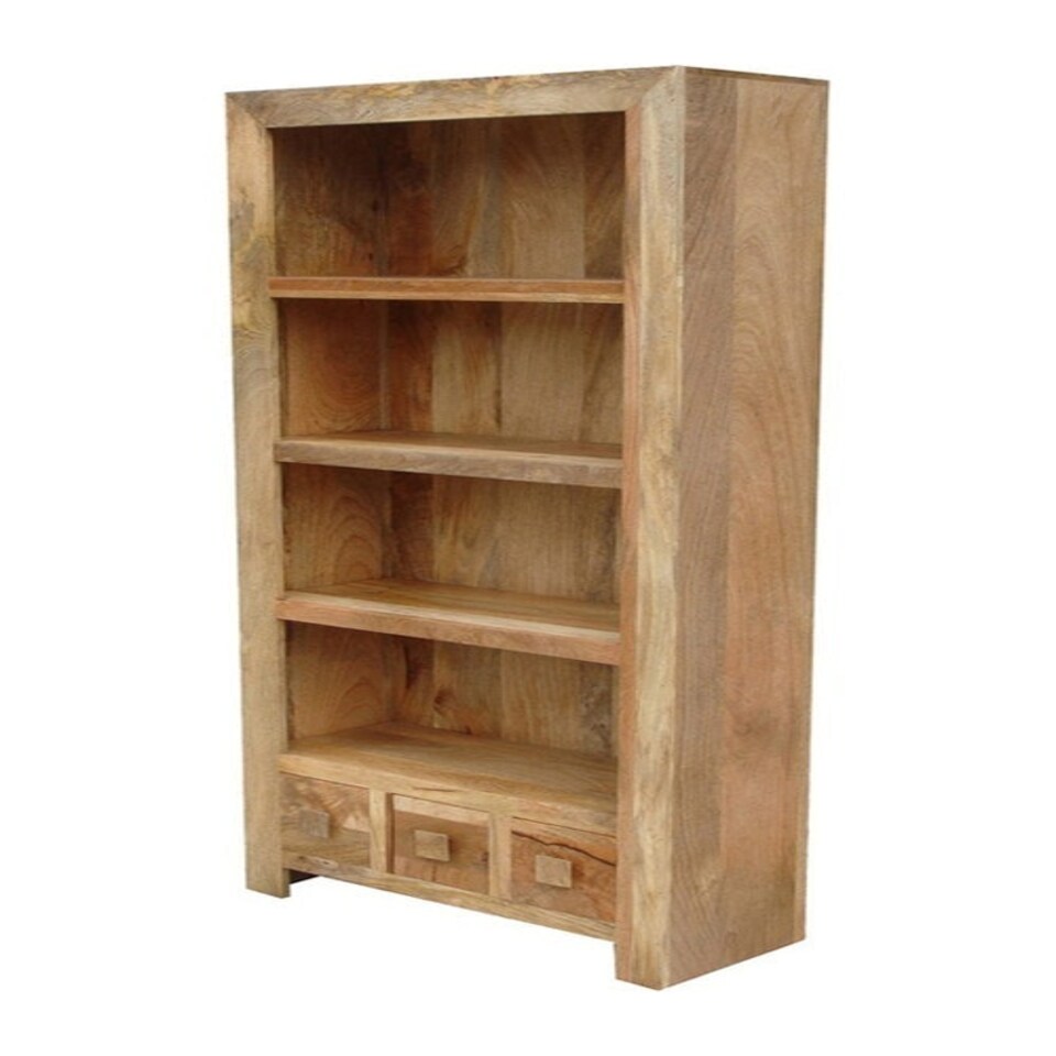image 1 of Dakota Large Bookcase - Mango Wood - L30 x W75 x H175 cm - Light Finish Brown