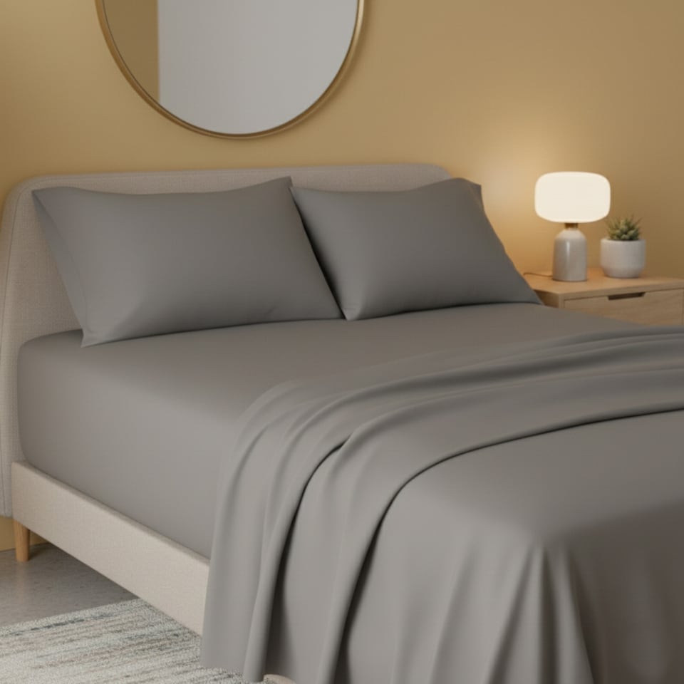 image 1 of Flannelette Flat Sheet Soft Brushed Cotton Bedding for Warmth Comfort | Grey | Super King