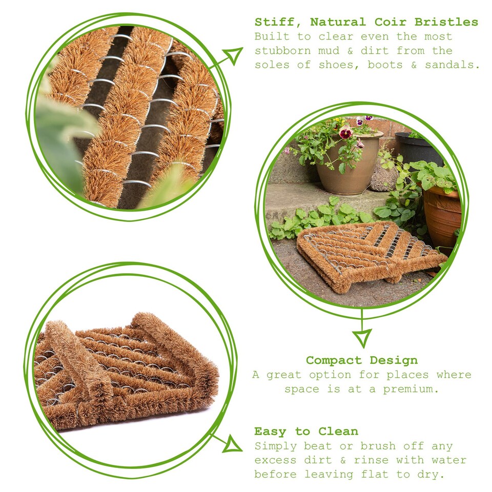 image 1 of Nicola Spring Natural Coir Scraper Door Mat - 35cm x 30cm