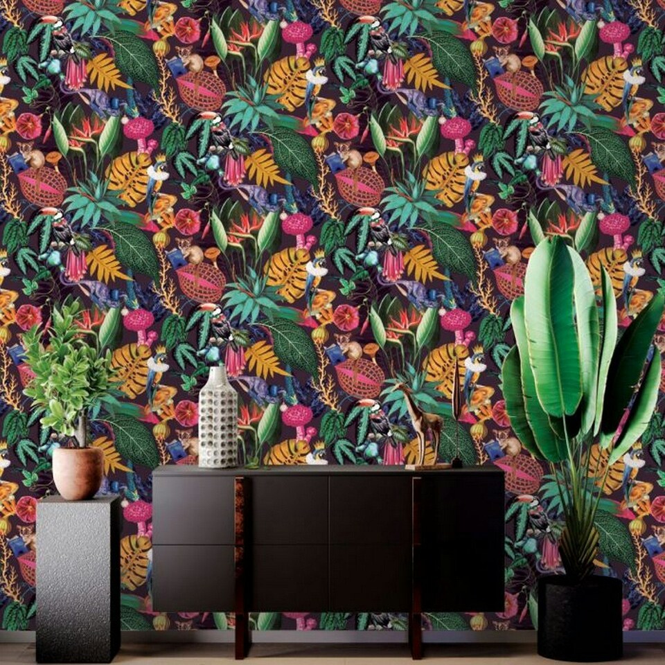 image 1 of Holden Décor Wonderland Tropical Wallpaper - Plum - 10m x 53cm Purple