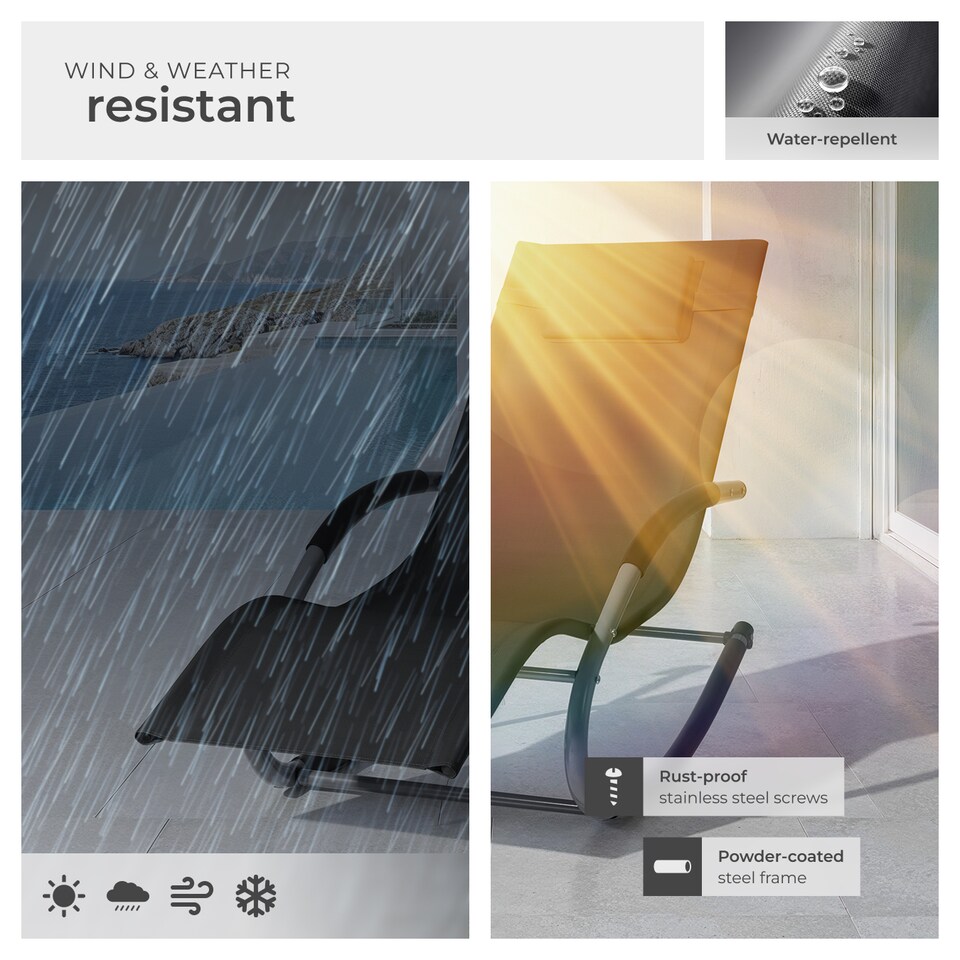 image 1 of Sun Lounger Taya with a Modern Design, Rocking Function and Breathable Surface | Black | black | 1