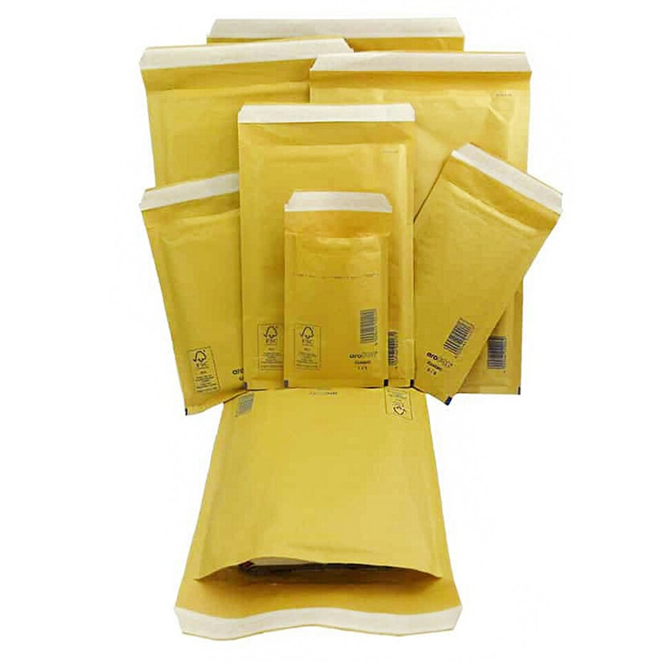image 1 of 100 x Size CD (180 x 165mm) Arofol Classic Gold Bubble Lined Envelopes Bags Gold | One Size