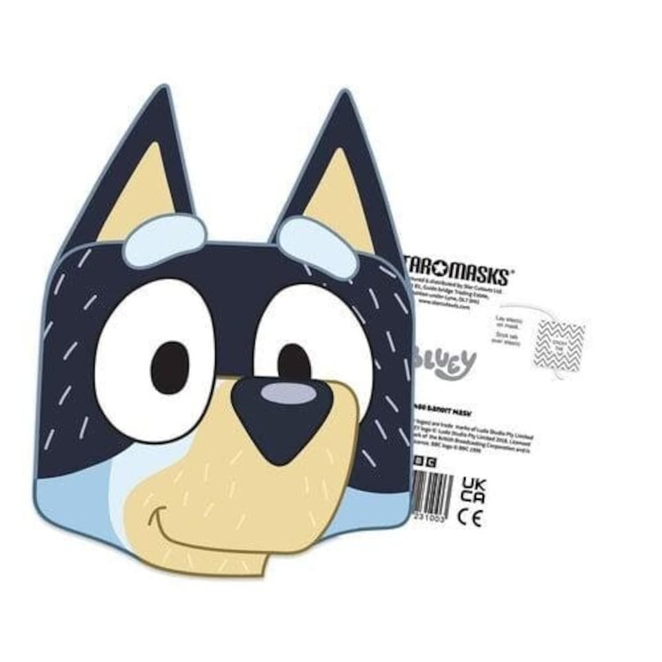 image 1 of Bandit Bluey Cardboard Face Mask | Blue