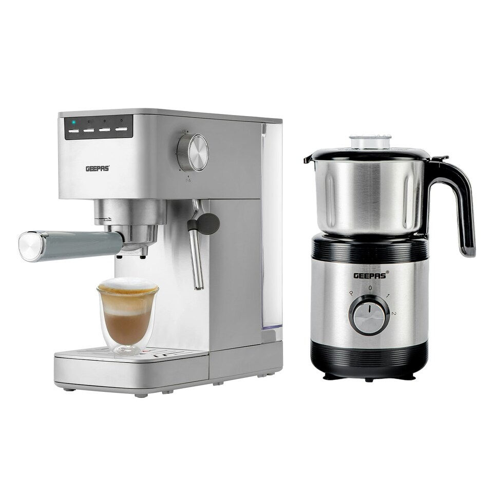 image 1 of GEEPAS 1450W Espresso & Cappuccino Coffee Machine & 450W Coffee Grinder Combo Set
