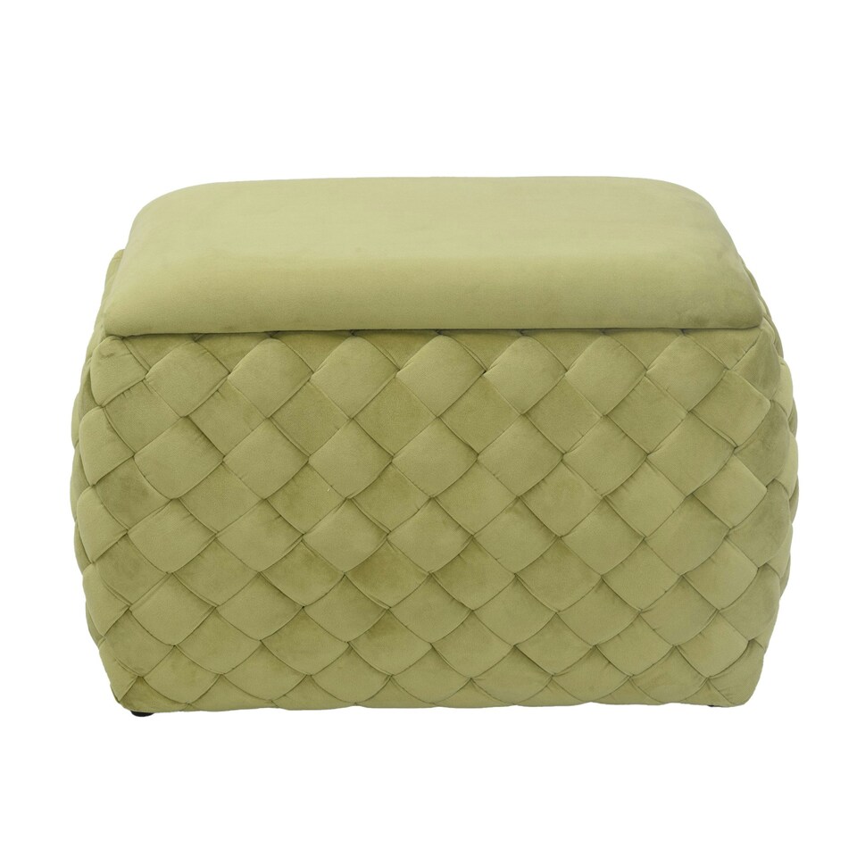 image 1 of Plumeo Velvet Storage Ottoman - Green