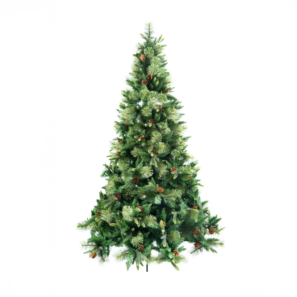 image 1 of 7FT Californian Boulder Bushy Look Luxurious Forest Green Artificial Christmas Tree Pine Cones Hinged Branches | Green | Green | 7ft