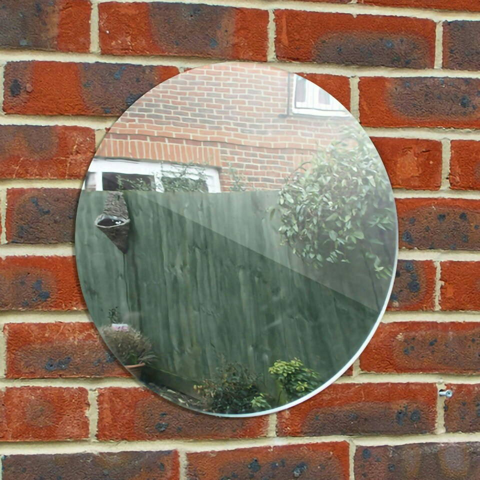 image 1 of Primrose Acrylic Wall Mounted Circular Silver Garden Illusion Mirror 40cm