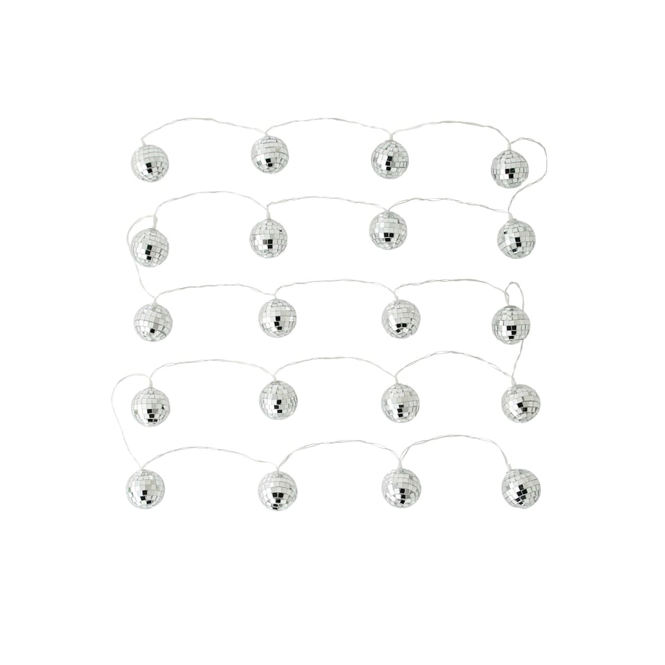 image 1 of ValueLights String Lights Mirror Silver String Light and Integrated LED 1W Warm White 1000K Bulb