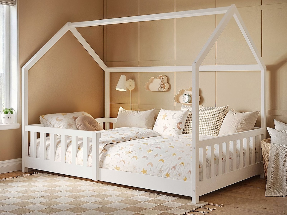 image 1 of Flair Explorer Small Double Play House Floor Bed White Wooden