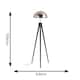 image 4 of ValueLights Black Metal Tripod Standing Floor Lamp With Silver Brushed Chrome Dome Shade