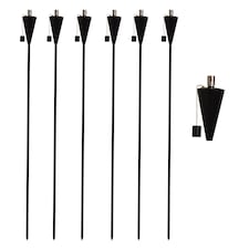 Harbour Housewares Metal Garden Torches - Cone - Black - Pack of 6