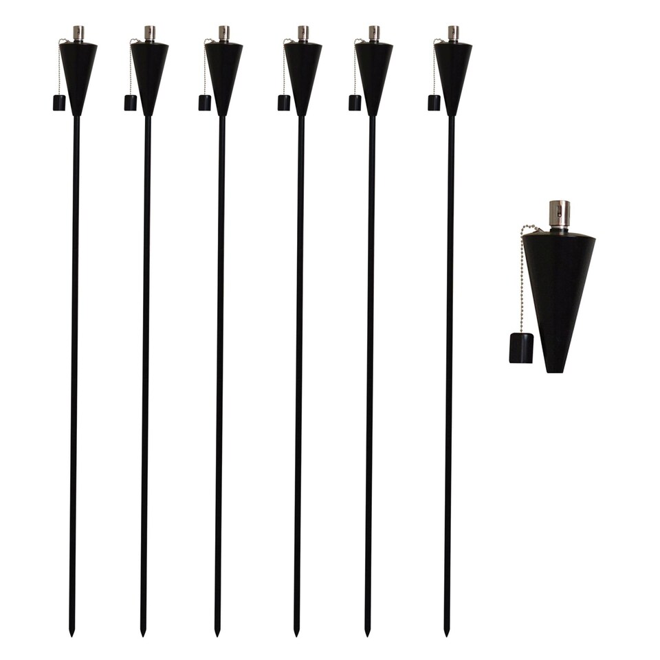 image 1 of Harbour Housewares Metal Garden Torches - Cone - Black - Pack of 6