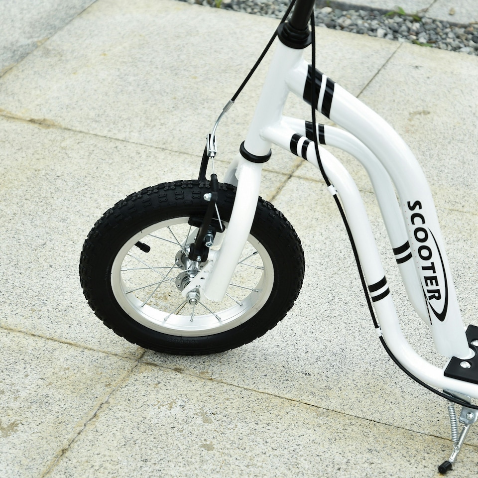 image 1 of HOMCOM Kids Stunt Scooter with 12" Rubber Tyres, Adjustable Handlebar, White