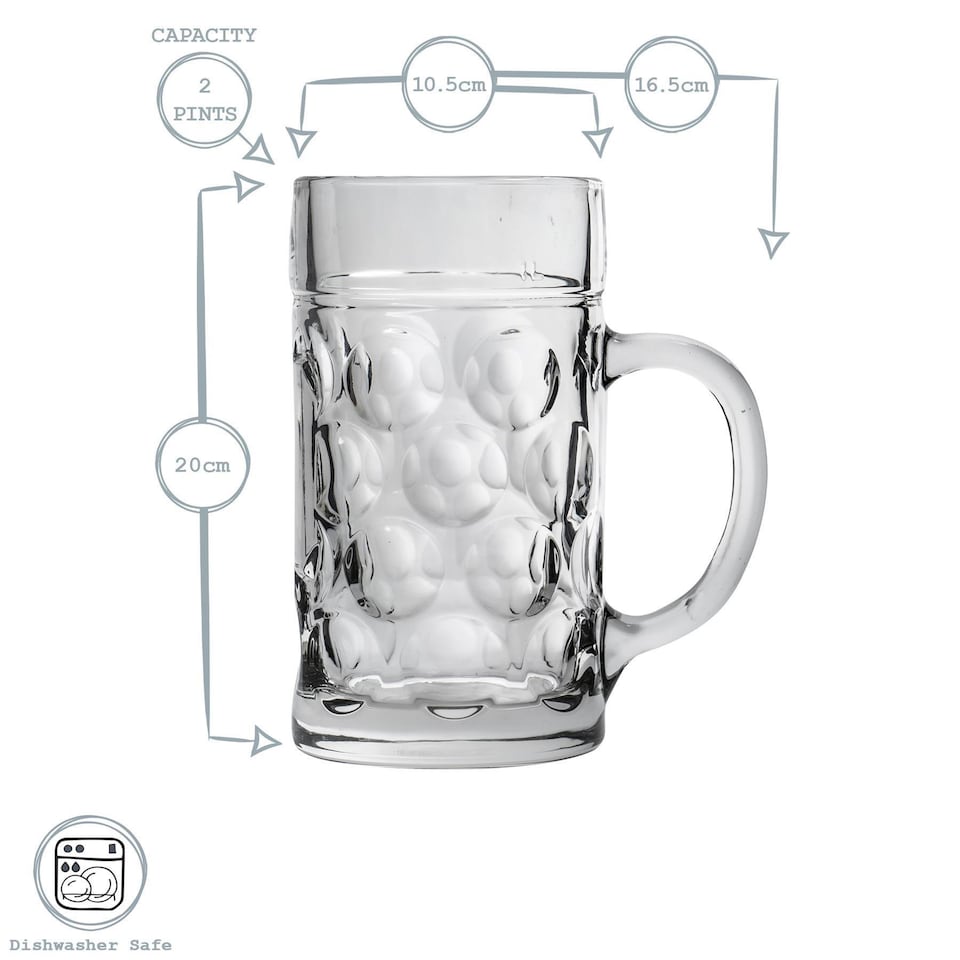 image 1 of Rink Drink Giant Glass German Beer Steins - 2 Pints - Pack of 2
