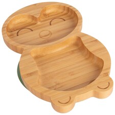 Tiny Dining Penguin Bamboo Suction Plate - Olive Green Green