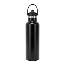 TriDri Plain Flip Up Straw Water Bottle - Black - One Size
