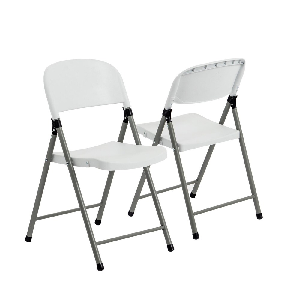 image 1 of Harbour Housewares Folding Trestle Chairs - White - Pack of 6 | White | White
