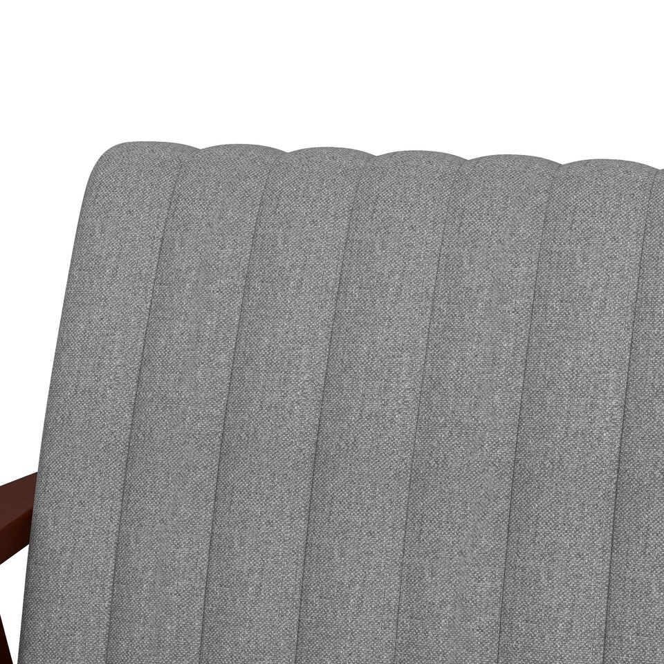 image 1 of HOMCOM Fabric Accent Chair, Modern Tufted Armchair for Bedroom, Living Room, Upholstered Lounge Chair with Wood Legs, Grey