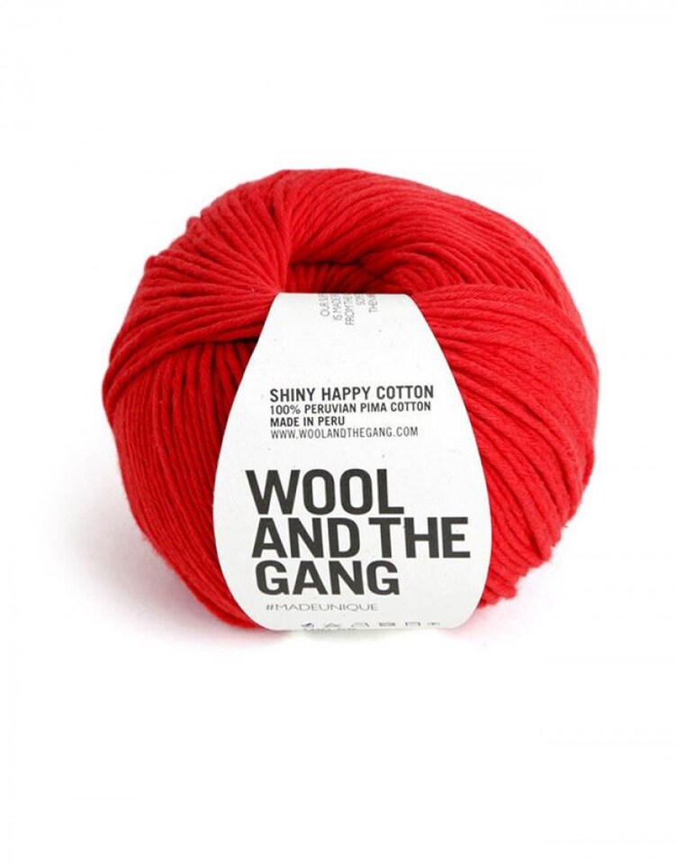 Wool and the Gang Red Shiny Happy Cotton Aran Yarn For Crochet, Knitting - per 100 gram ball