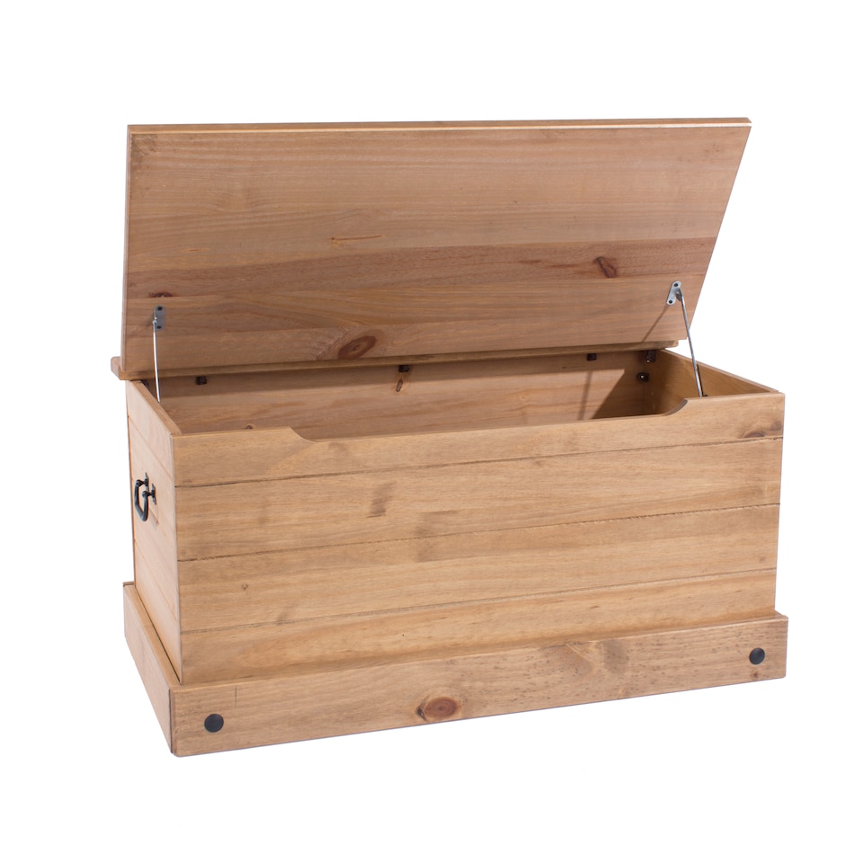 image 1 of Corona Storage Trunk - Solid Pine Construction with Metal Hardware and Practical Bedroom or Living Room Storage | Brown | Antique Wax | One Size | 1