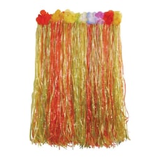 Hawaiian Multi-Colour Hula Midi Skirt With Flowers 60cm