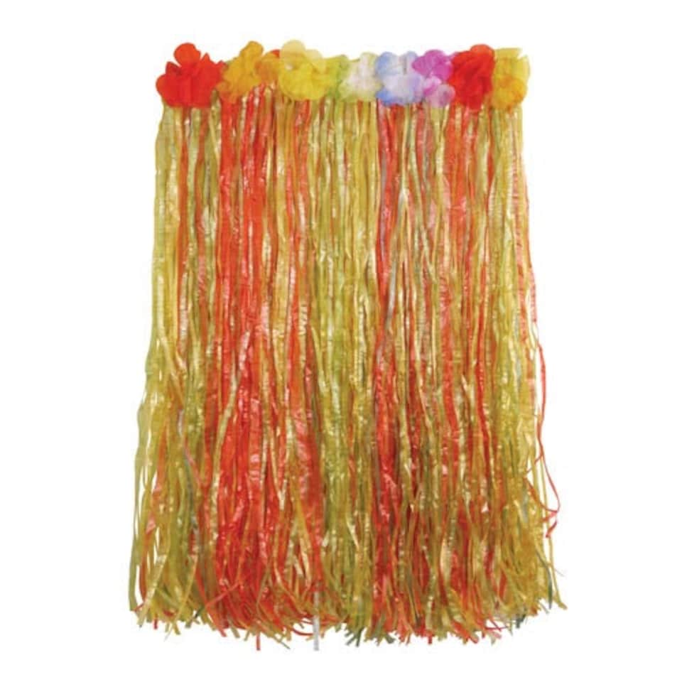Hawaiian Multi-Colour Hula Midi Skirt With Flowers 60cm