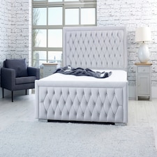 Piera Plush Double Bed Frame - Silver
