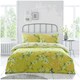 image 1 of VELVETIO Birdie Blossom Printed Duvet Cover Set Reversible Polycotton Beddings Yellow | Ochre | King
