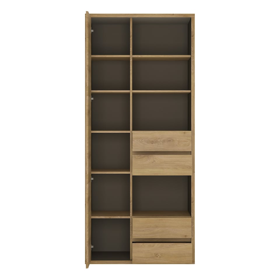 image 1 of Shetland Tall Wide 1 Door 4 Drawer Bookcase