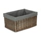 image 2 of Large Antique Wash Grey Cotton Grey Lined Willow Storage Baskets | Grey | Grey