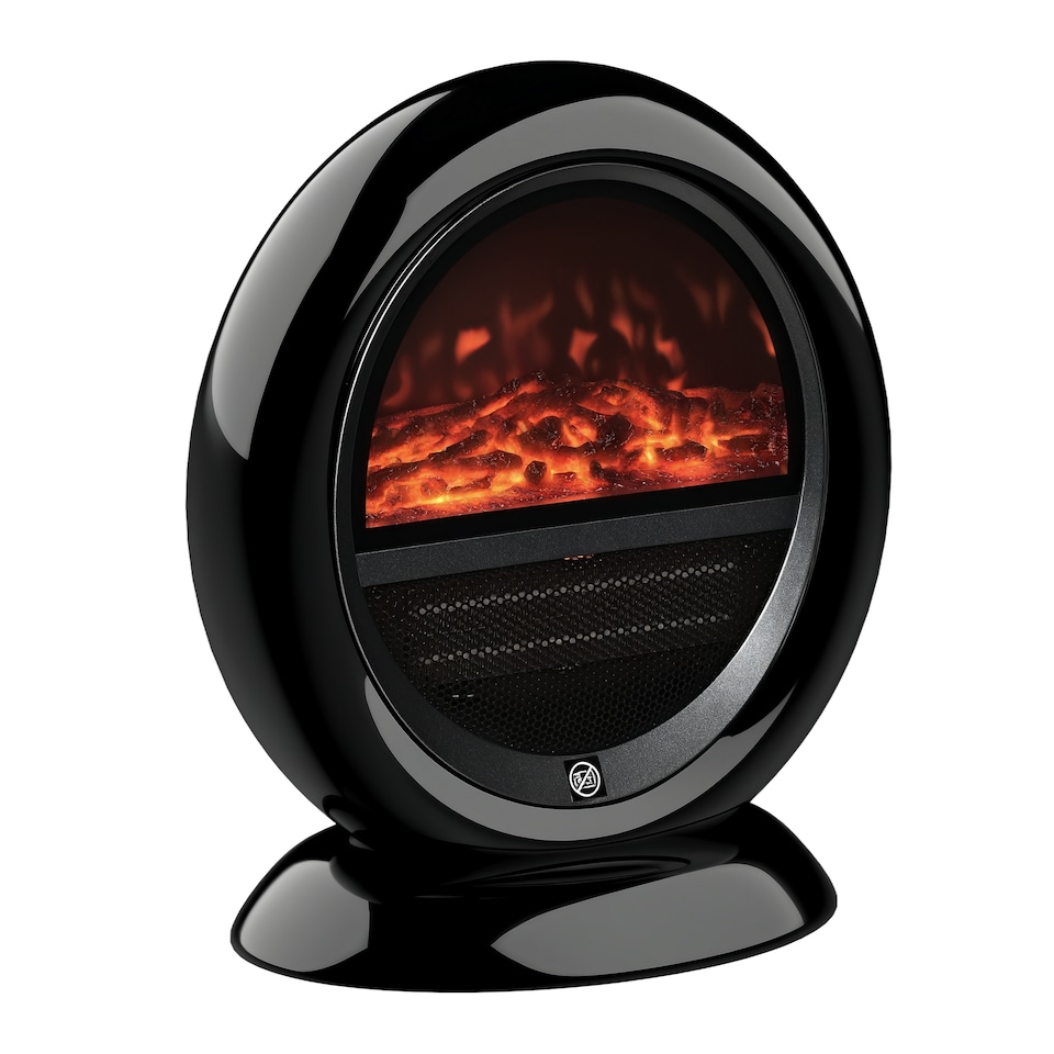 image 1 of HOMCOM Freestanding Electric Fireplace Indoor Space Table Top Heater with Realistic Flame Effect, Rotatable Head, Overheating Protection, 1500W, Black